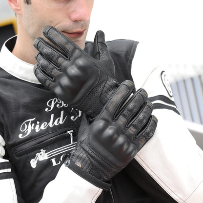 Guantes de moto de cuero de cabra retro